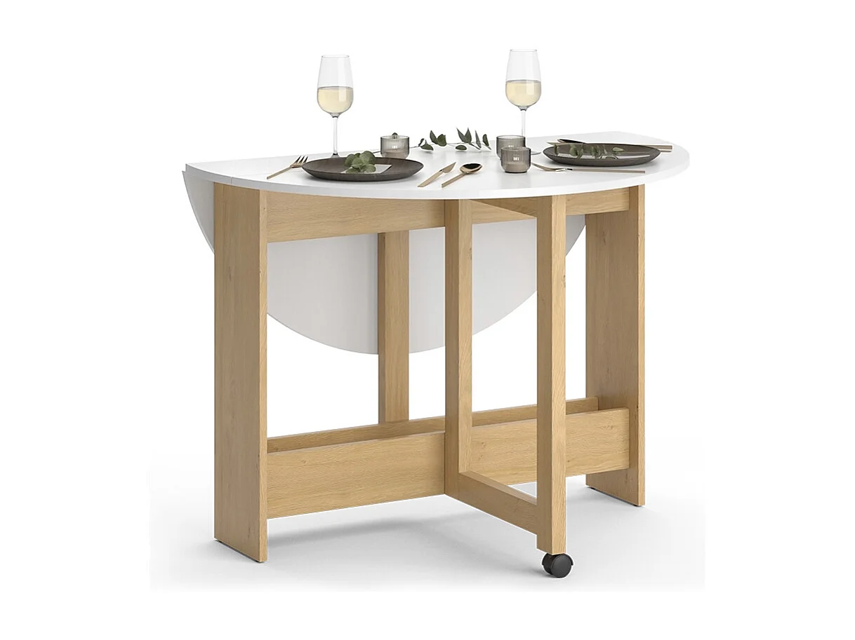 Table de salle à manger chêne doré/blanc 100x100x73 rondo