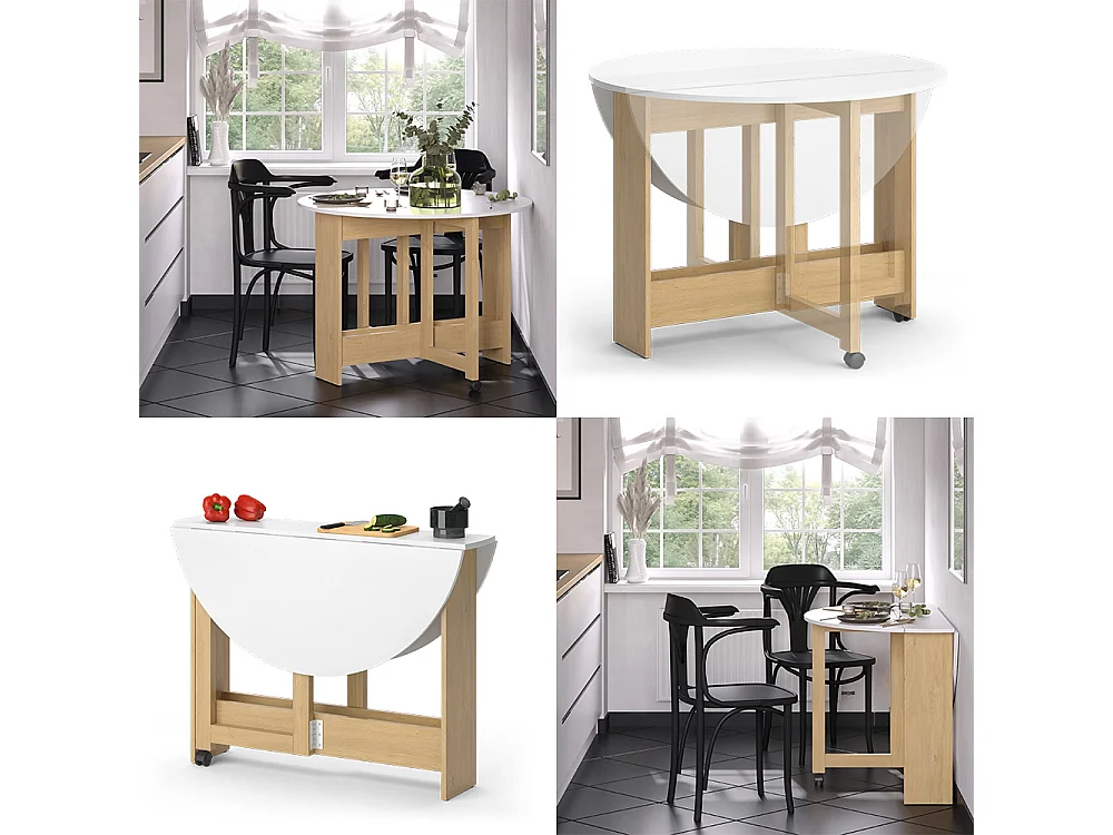 Table de salle à manger chêne doré/blanc 100x100x73 rondo