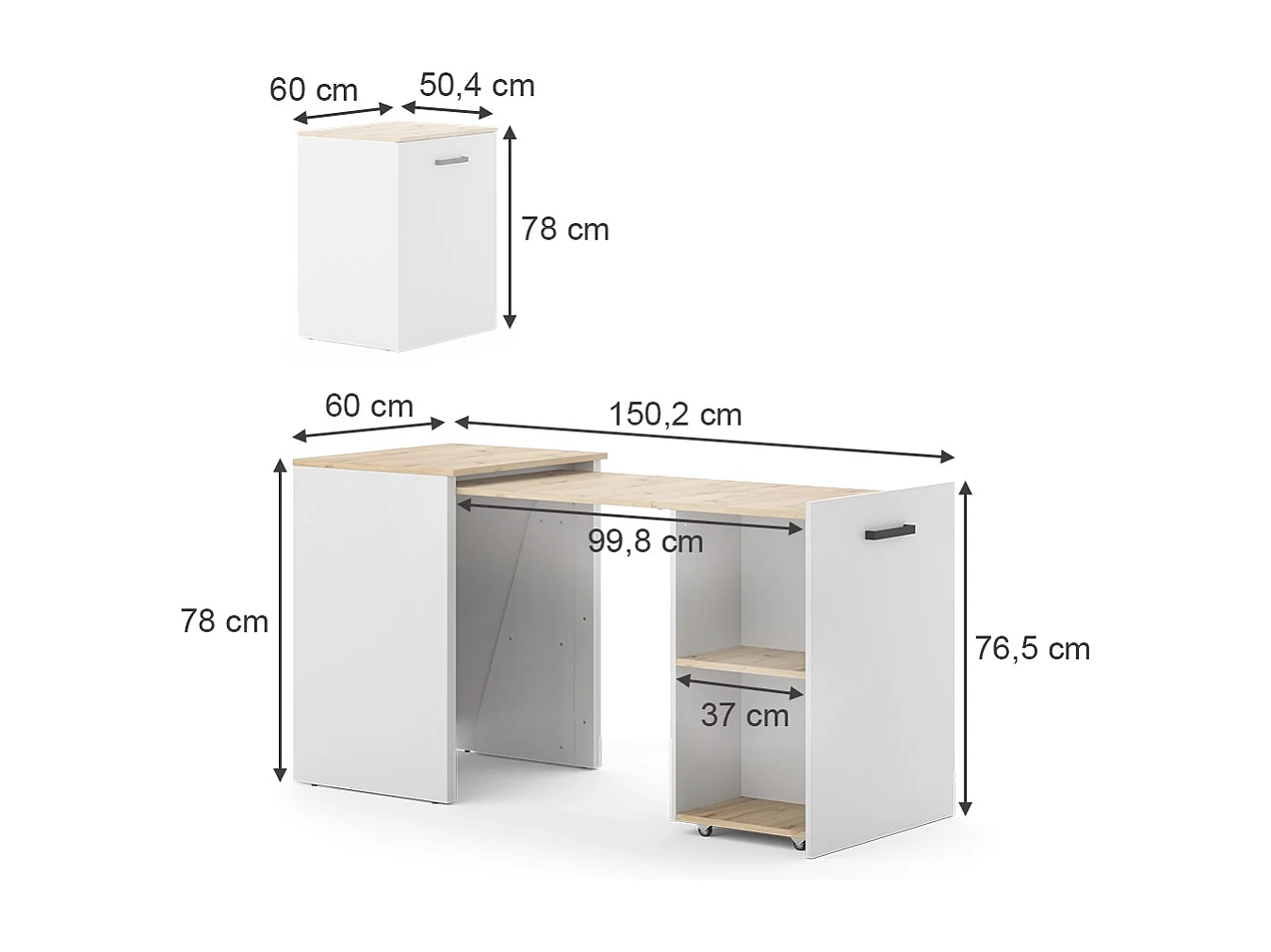 table à manger greige/artisan 60x50.4x78 adam