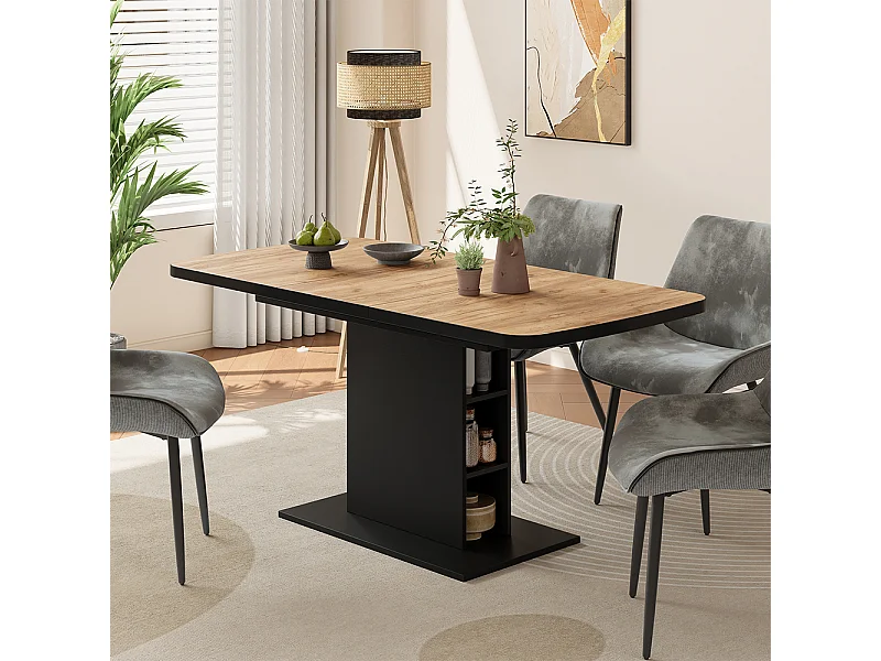 Table de salle à manger chêne doré/noir 120x80x3.6 fenaro