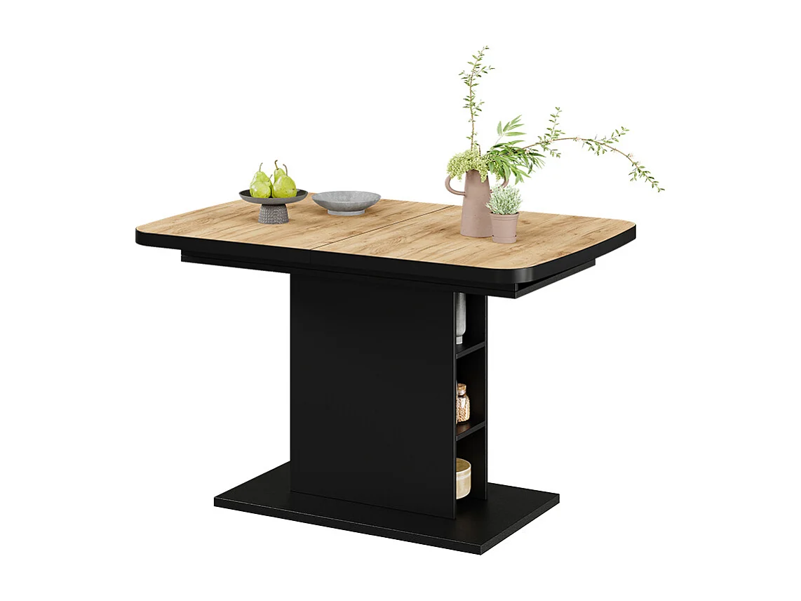 Table de salle à manger chêne doré/noir 120x80x3.6 fenaro