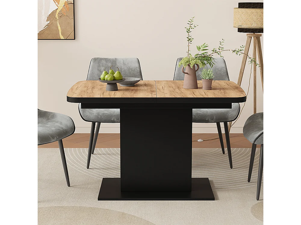 Table de salle à manger chêne doré/noir 120x80x3.6 fenaro