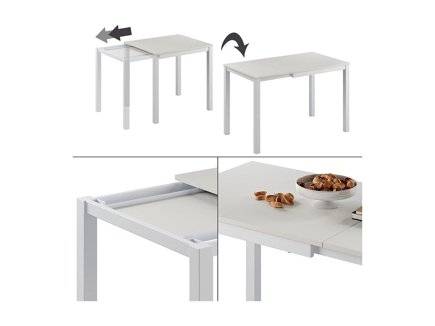 Tavolo da pranzo bianco 120x70x76 granny