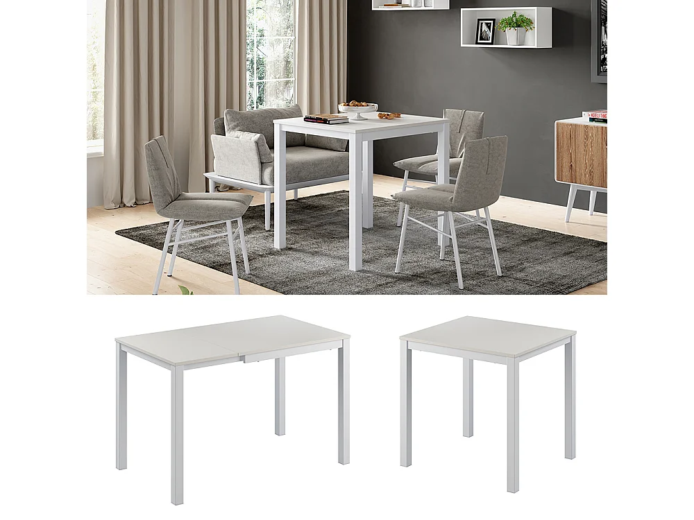 Table de salle à manger blanc 120x70x76 granny