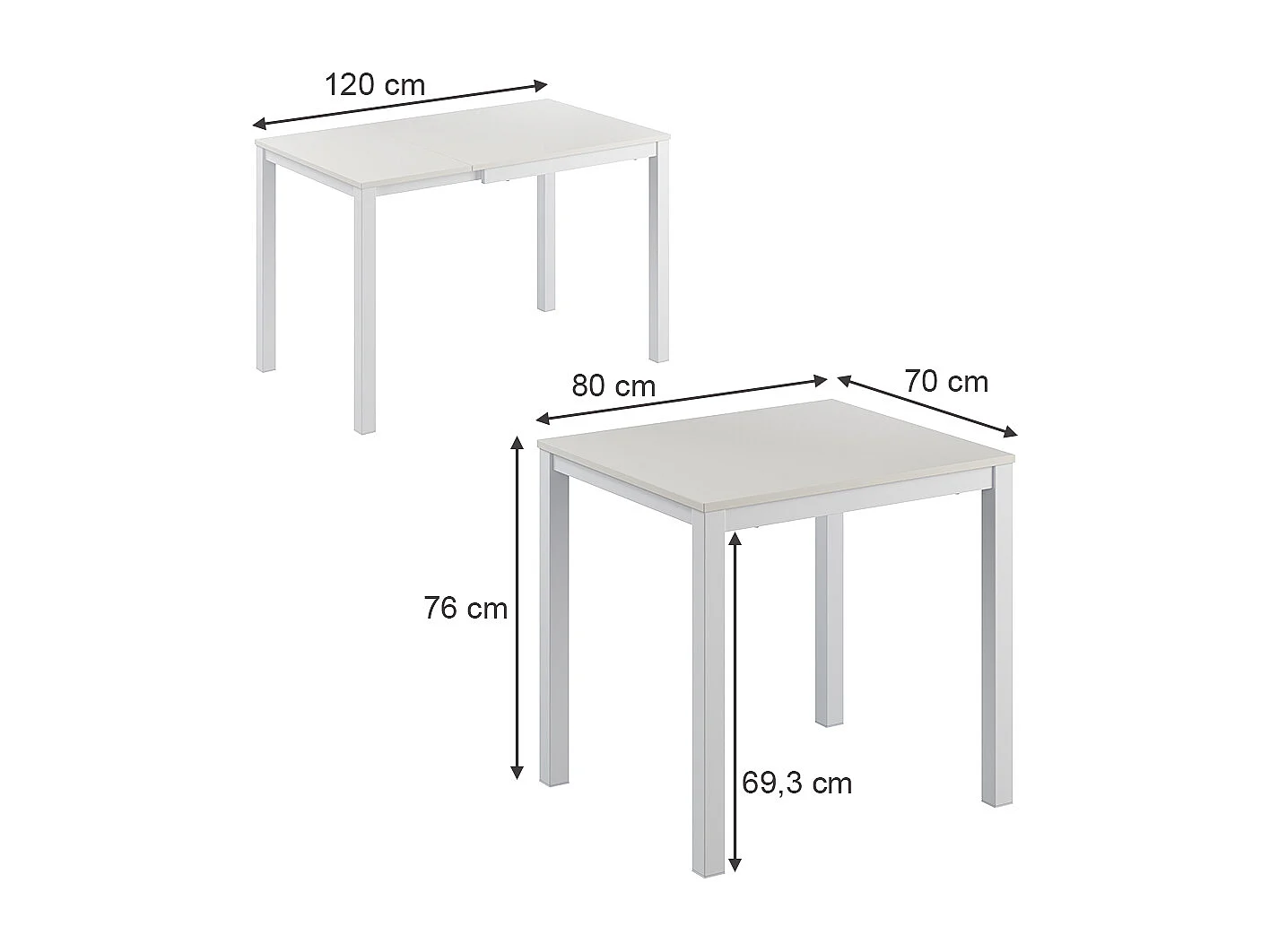 Table de salle à manger blanc 120x70x76 granny