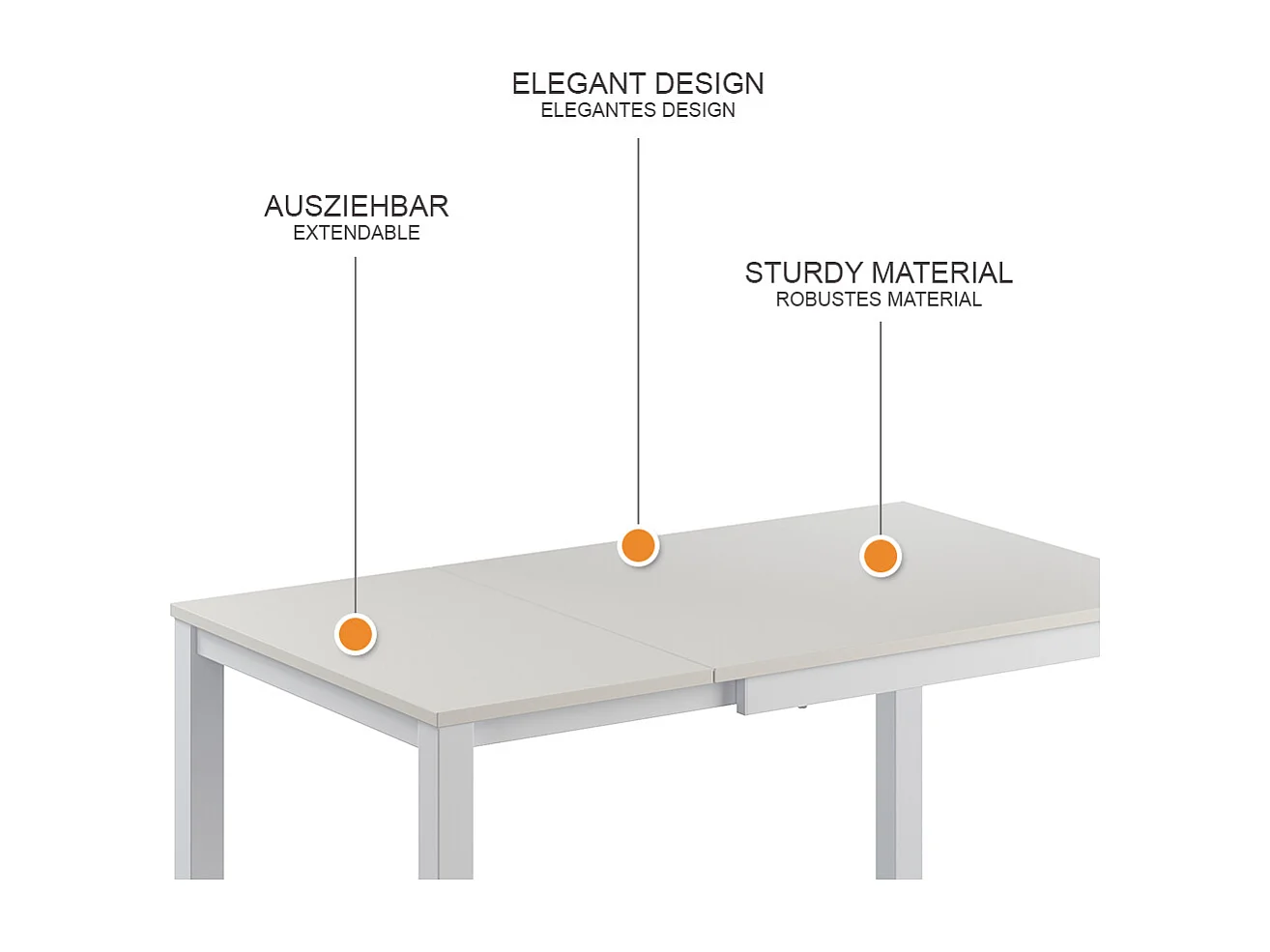 Table de salle à manger blanc 120x70x76 granny