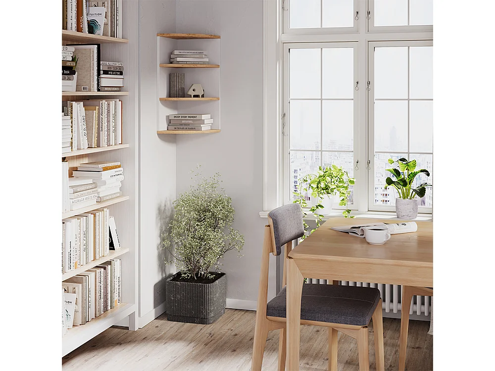 Corner shelf white/golden oak 30x30x60 ecki