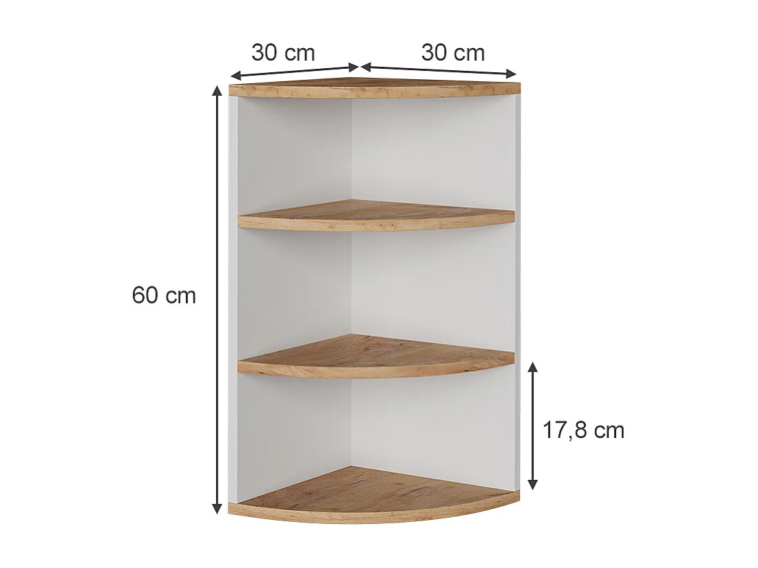 Corner shelf white/golden oak 30x30x60 ecki