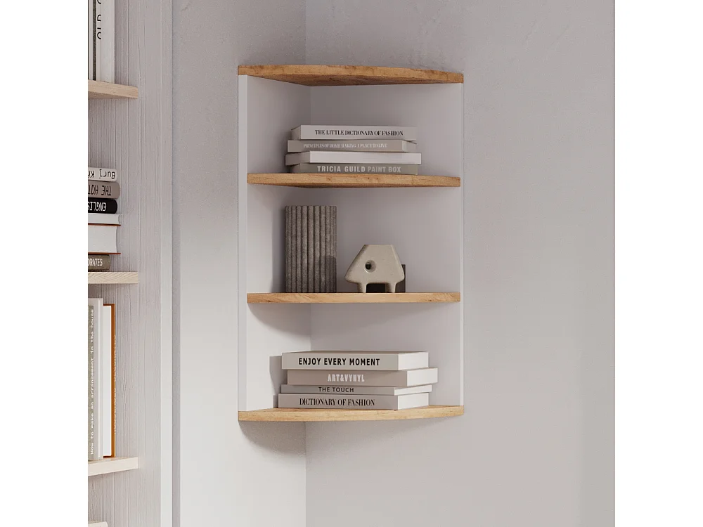Corner shelf white/golden oak 30x30x60 ecki