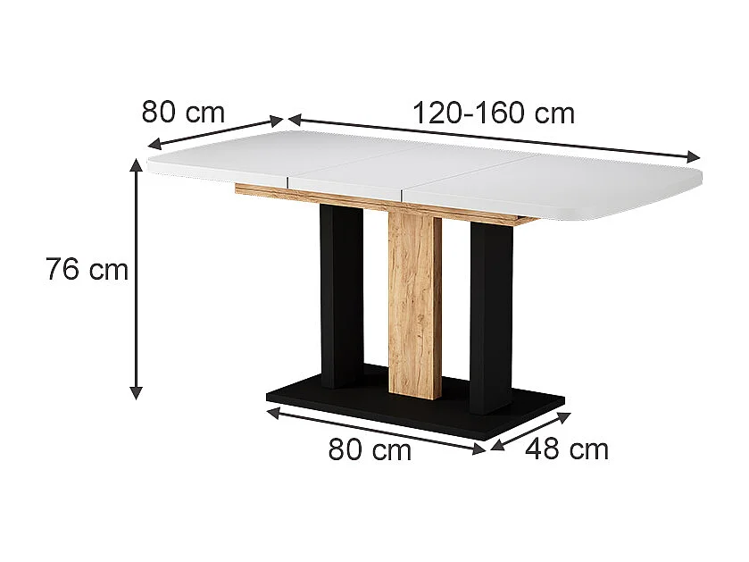 Table de salle à manger chêne blanc/force de lor 120x80x77.3 fenaro