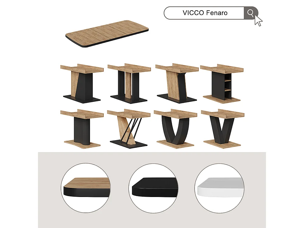 Table de salle à manger chêne blanc/force de lor 120x80x77.3 fenaro
