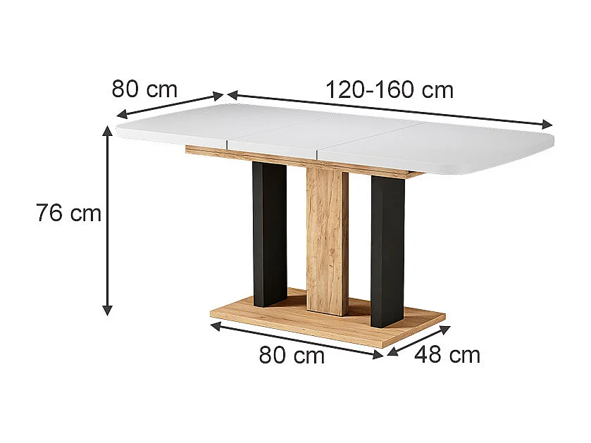 Esstisch weiß/goldkraft eiche 120x80x77.3 fenaro