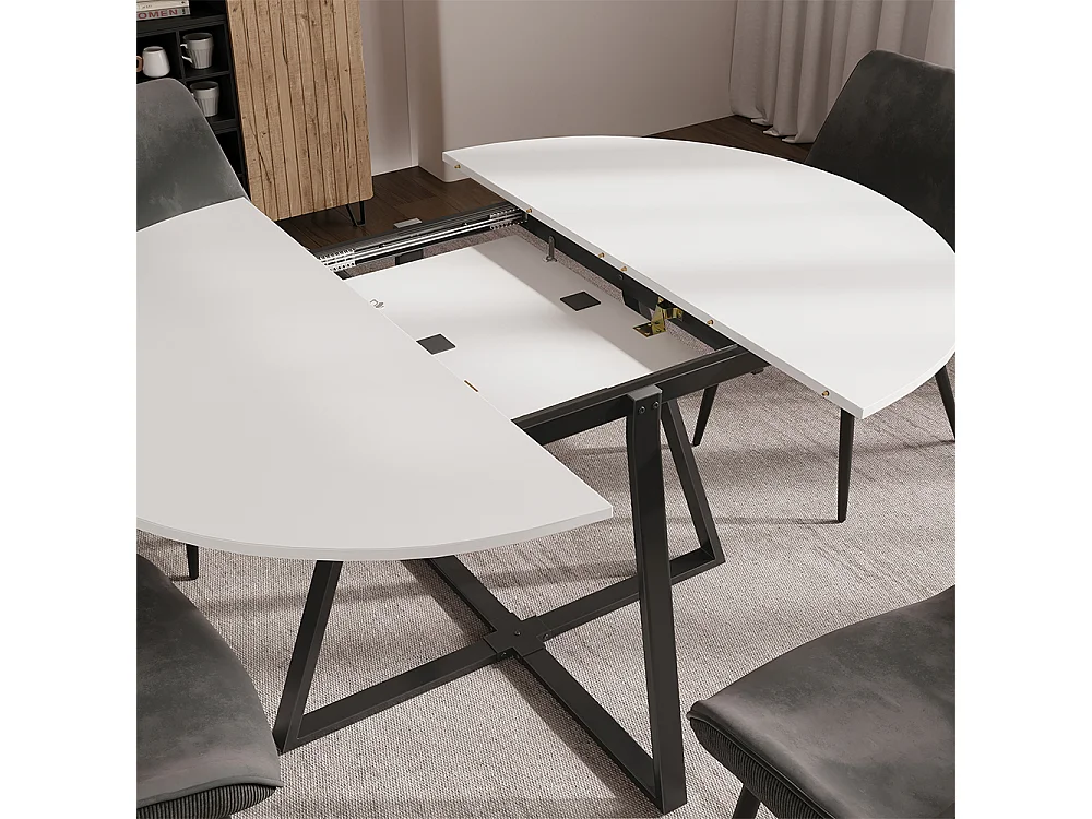 Table de salle à manger blanc/noir 120x120x75.8 loyd