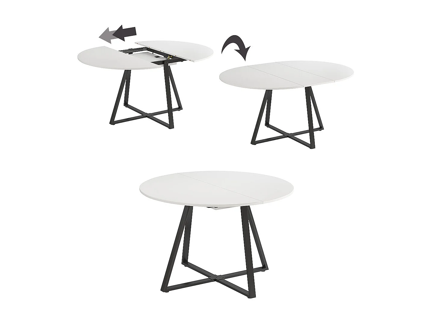 Table de salle à manger blanc/noir 120x120x75.8 loyd