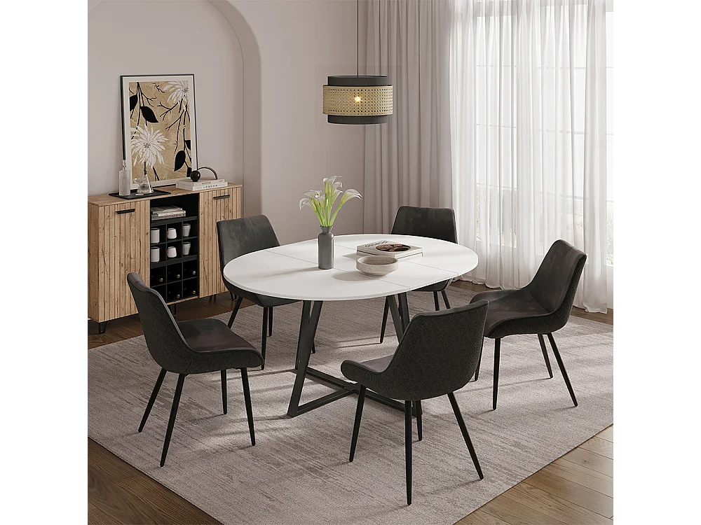 Table de salle à manger blanc/noir 120x120x75.8 loyd