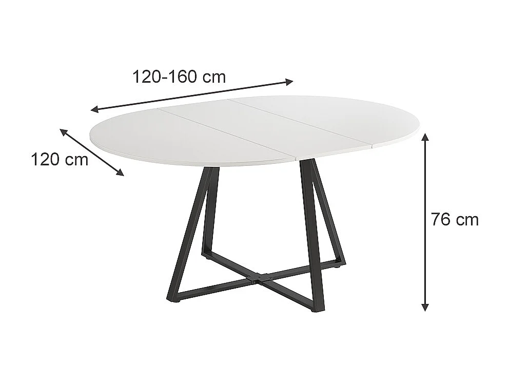 Table de salle à manger blanc/noir 120x120x75.8 loyd