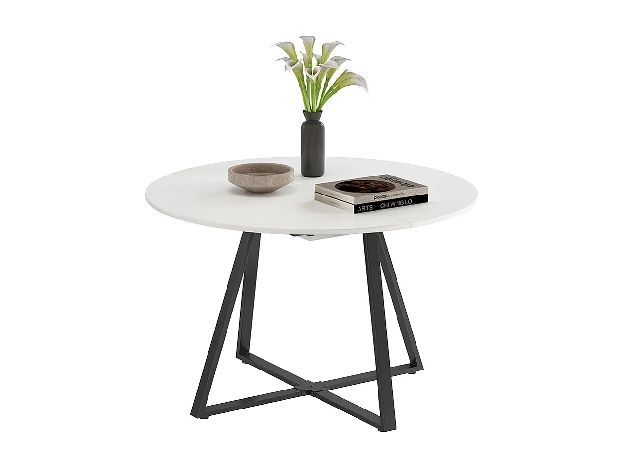 Table de salle à manger blanc/noir 120x120x75.8 loyd