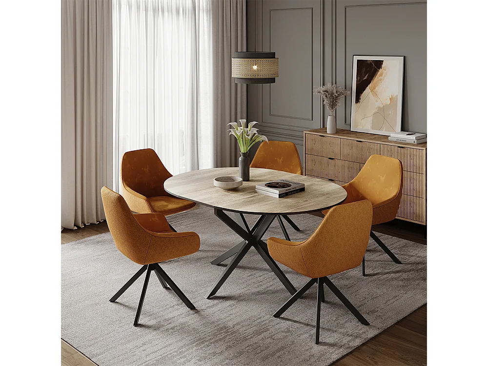 tavolo da pranzo allungabile rovere rustico/nero 120x120x76.3 loyd