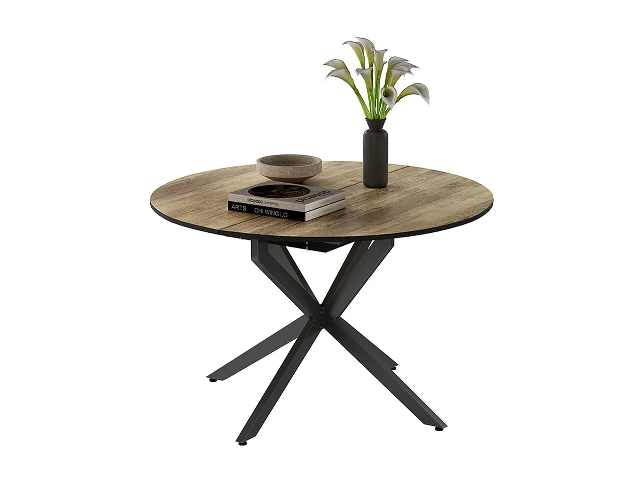 tavolo da pranzo allungabile rovere rustico/nero 120x120x76.3 loyd