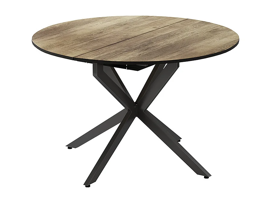 Table de salle à manger chêne rustique/noir 120x120x76.3 loyd