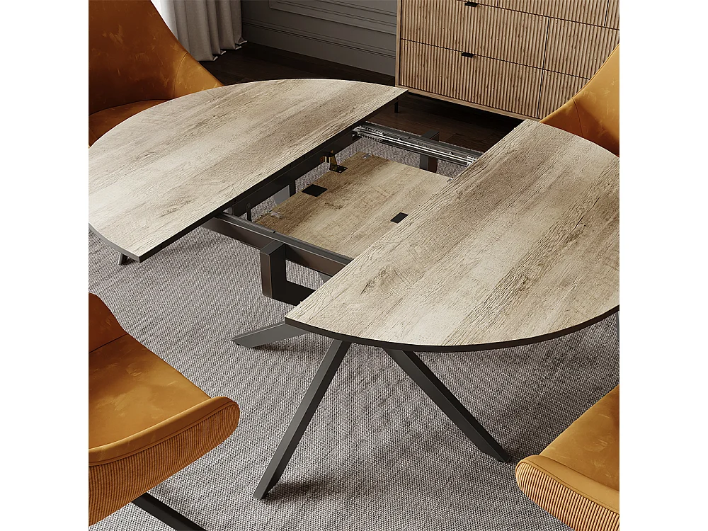 Table de salle à manger chêne rustique/noir 120x120x76.3 loyd