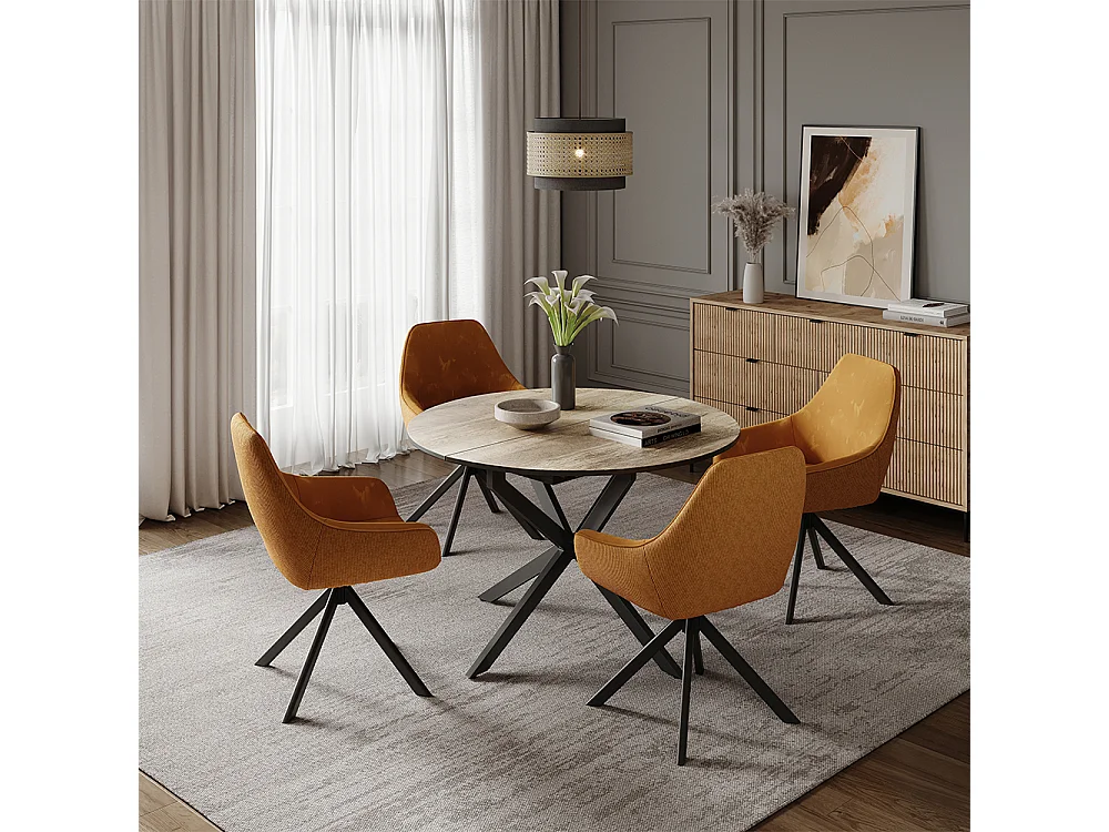 Table de salle à manger chêne rustique/noir 120x120x76.3 loyd