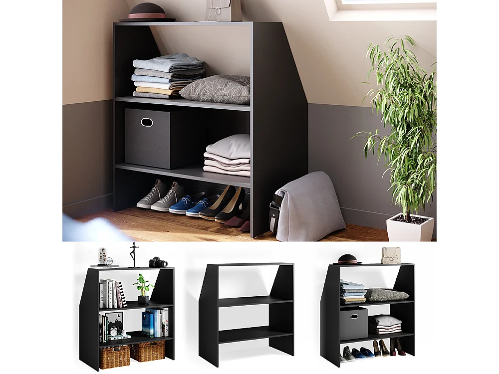 Étagère mansardée anthracite 90x50x100