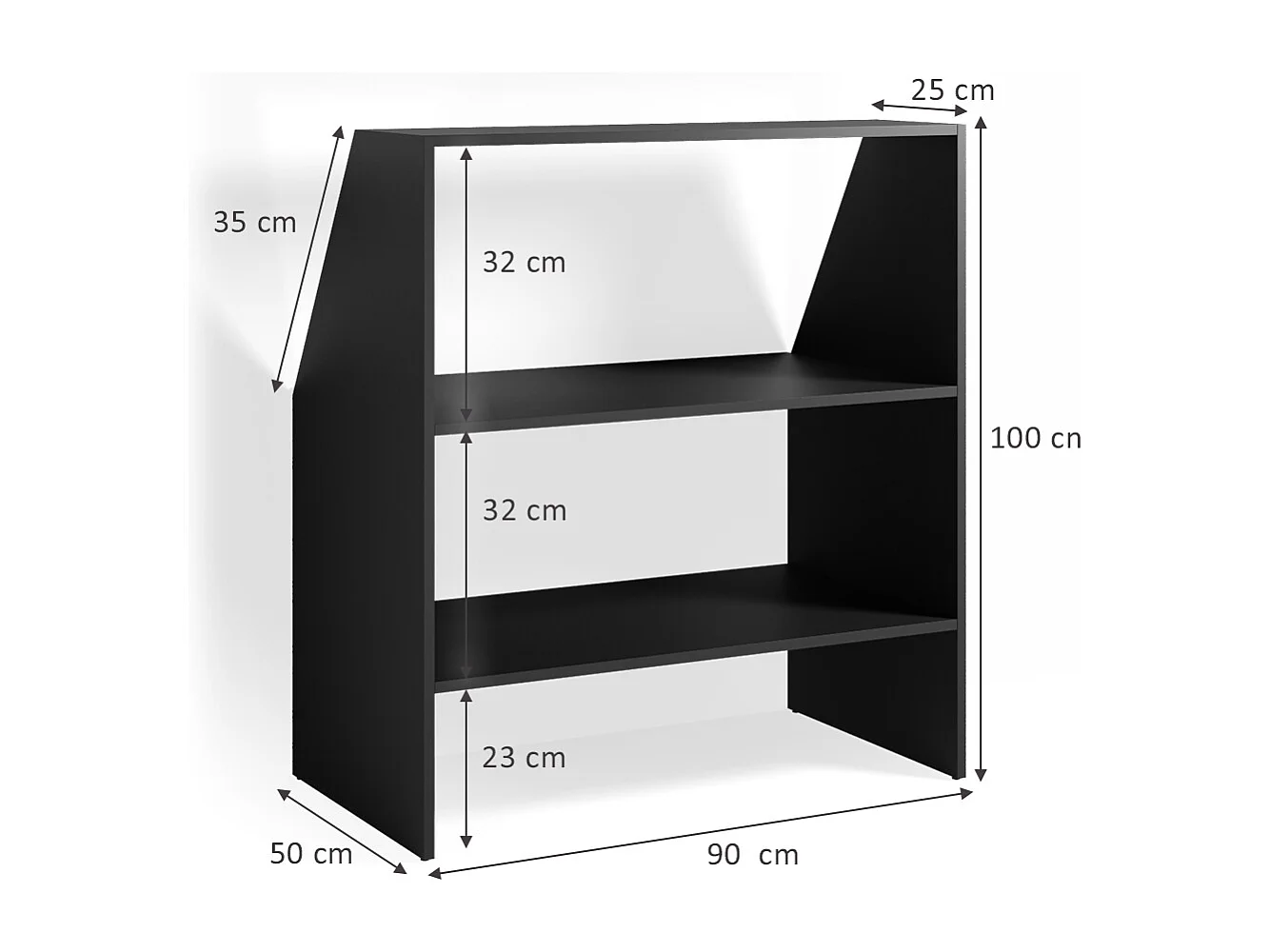 Skråvægsskab antracit 90x50x100