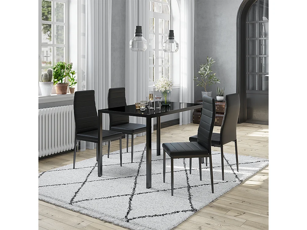 Set di tavoli da pranzo nero 120x75x70 grand