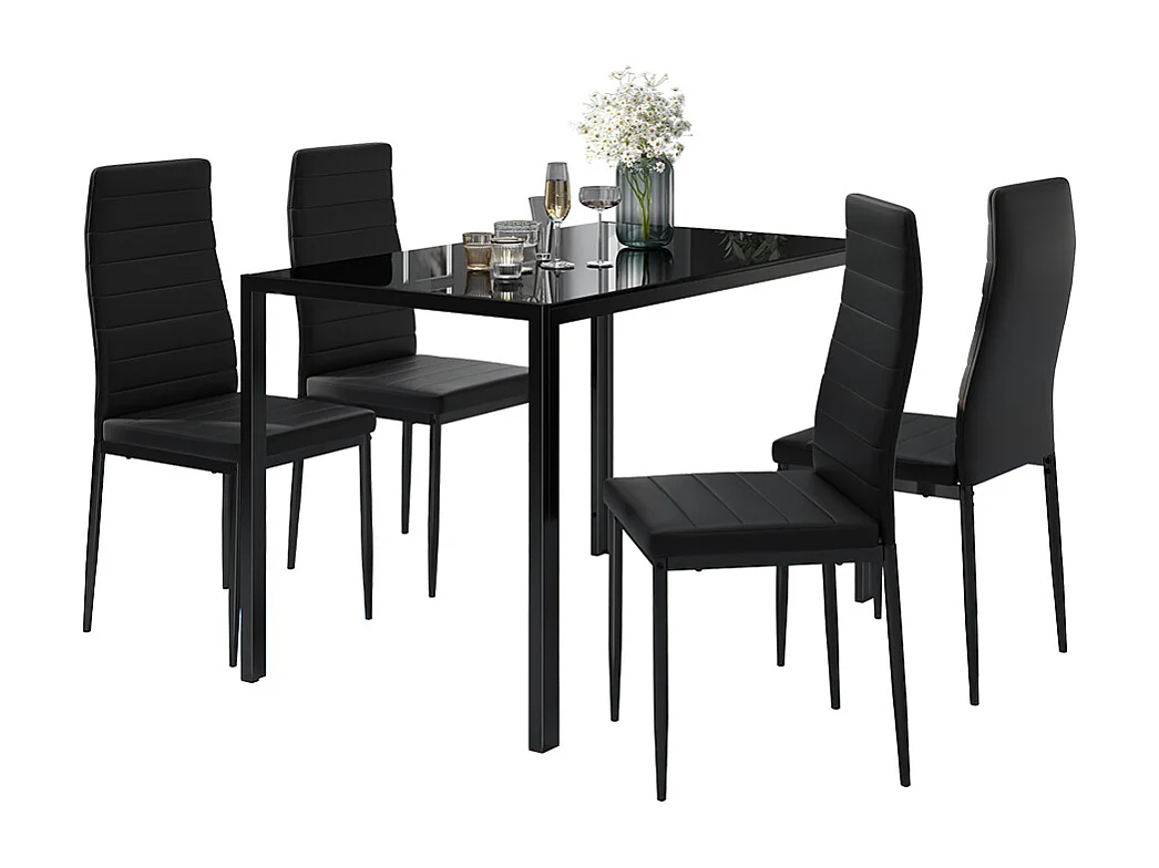 Set di tavoli da pranzo nero 120x75x70 grand