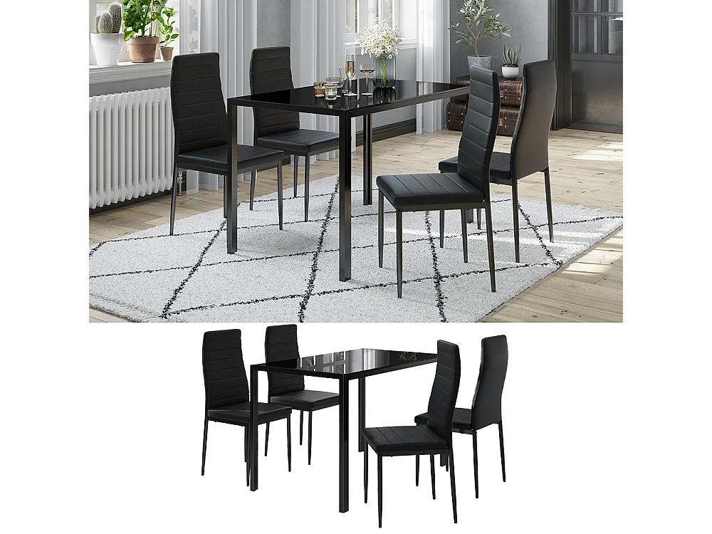 Ensemble de table à manger noir 120x75x70 grand