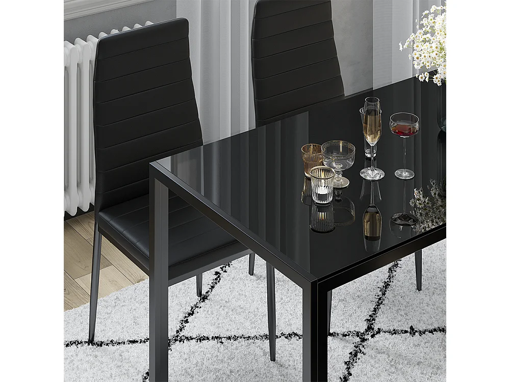 Ensemble de table à manger noir 120x75x70 grand