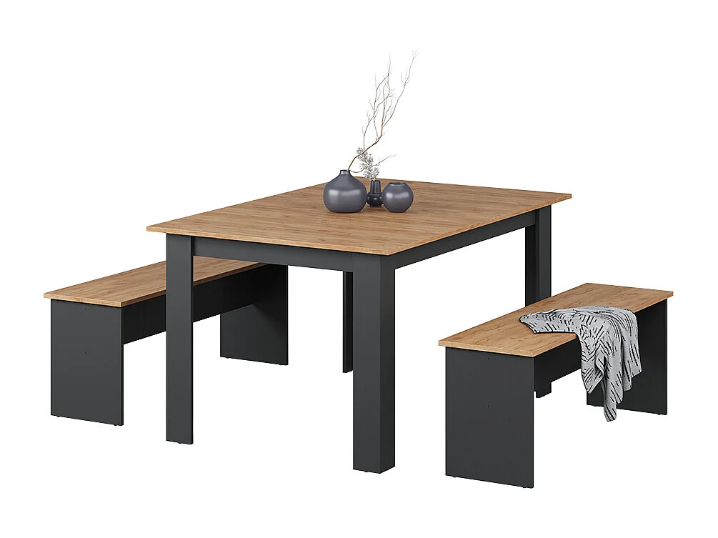 Ensemble de table à manger anthracite/chêne doré 137.6x92.8x73 sentio