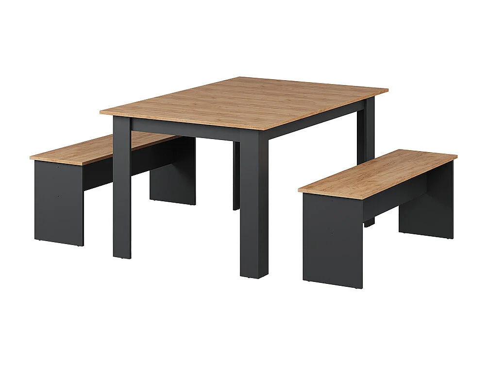Ensemble de table à manger anthracite/chêne doré 137.6x92.8x73 sentio