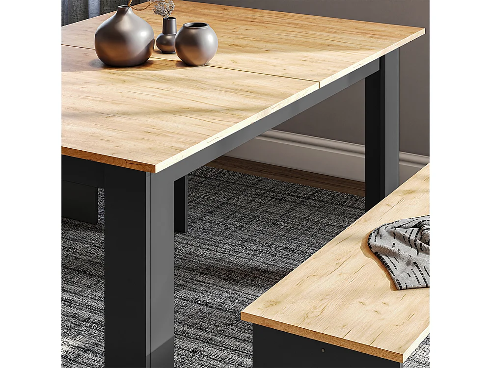 Ensemble de table à manger anthracite/chêne doré 137.6x92.8x73 sentio