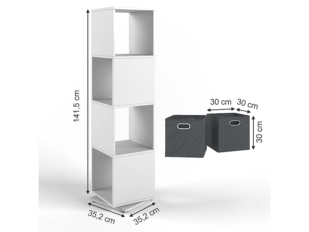 Roterende reol hvid 35.2x35.2x144.2