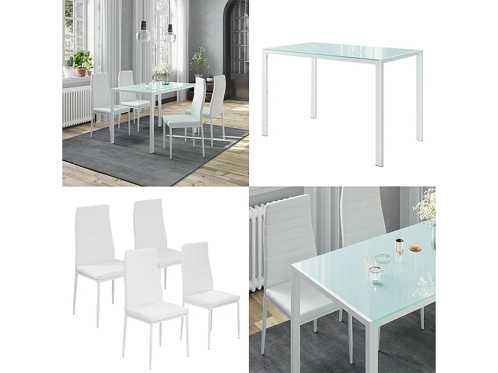 Ensemble de table à manger blanc 120x75x70 grand