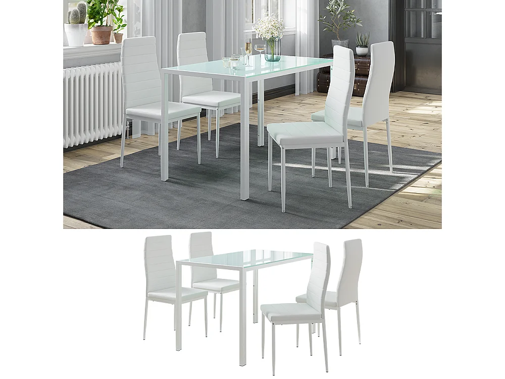 Ensemble de table à manger blanc 120x75x70 grand
