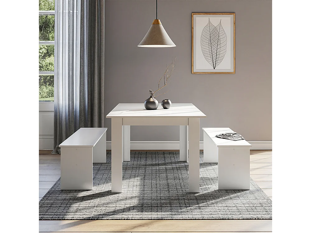 Ensemble de table à manger blanc 137.6x92.8x73 sentio