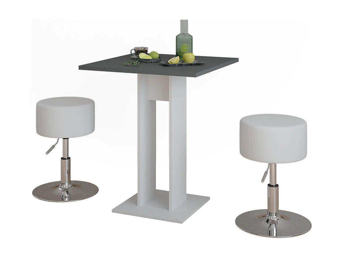 Ensemble de table à manger blanc/anthracite 65x65x78 repose