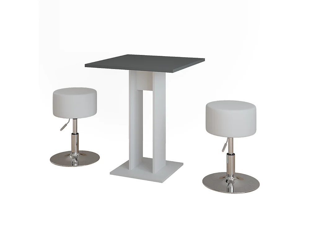 Ensemble de table à manger blanc/anthracite 65x65x78 repose