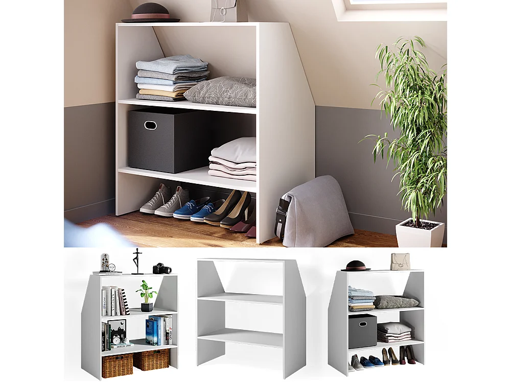 Skråvægsskab hvid 90x50x100