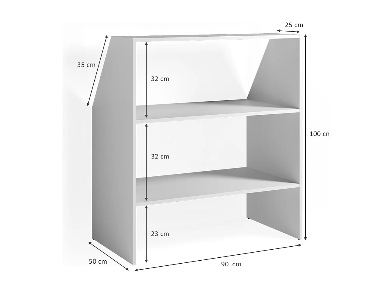 Skråvægsskab hvid 90x50x100