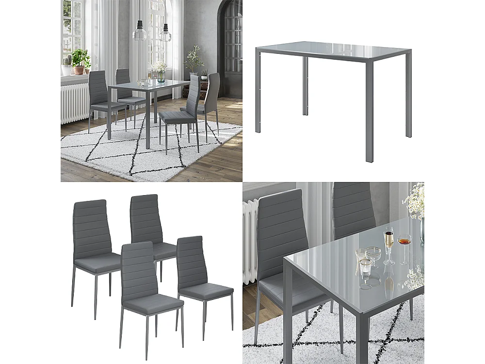 Ensemble de table à manger gris 120x75x70 grand