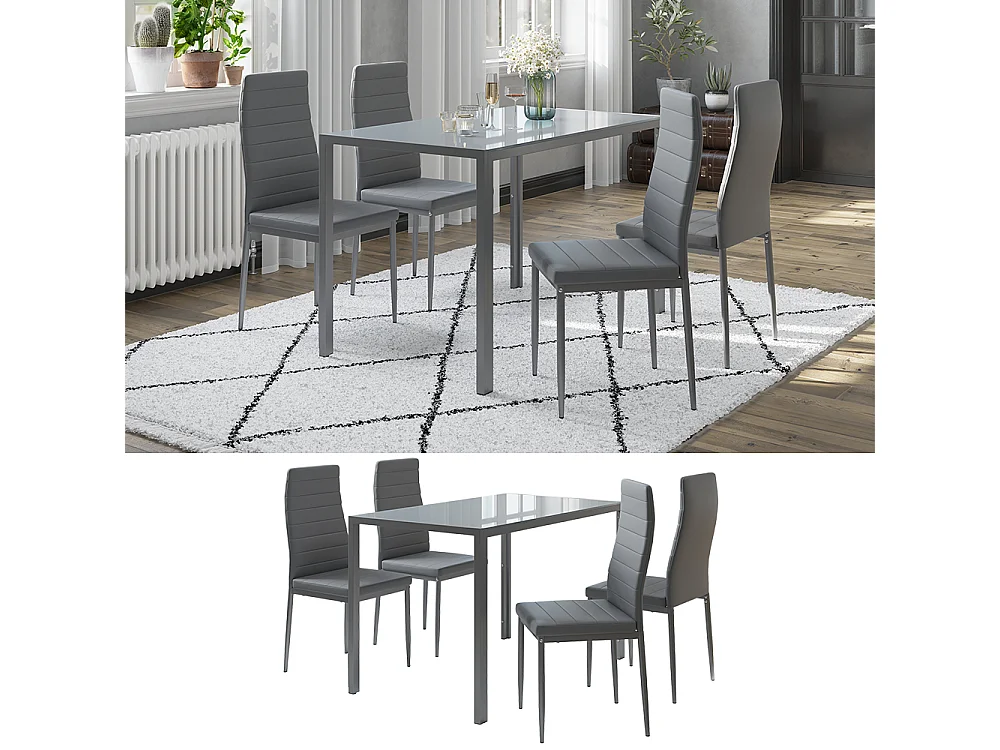 Ensemble de table à manger gris 120x75x70 grand