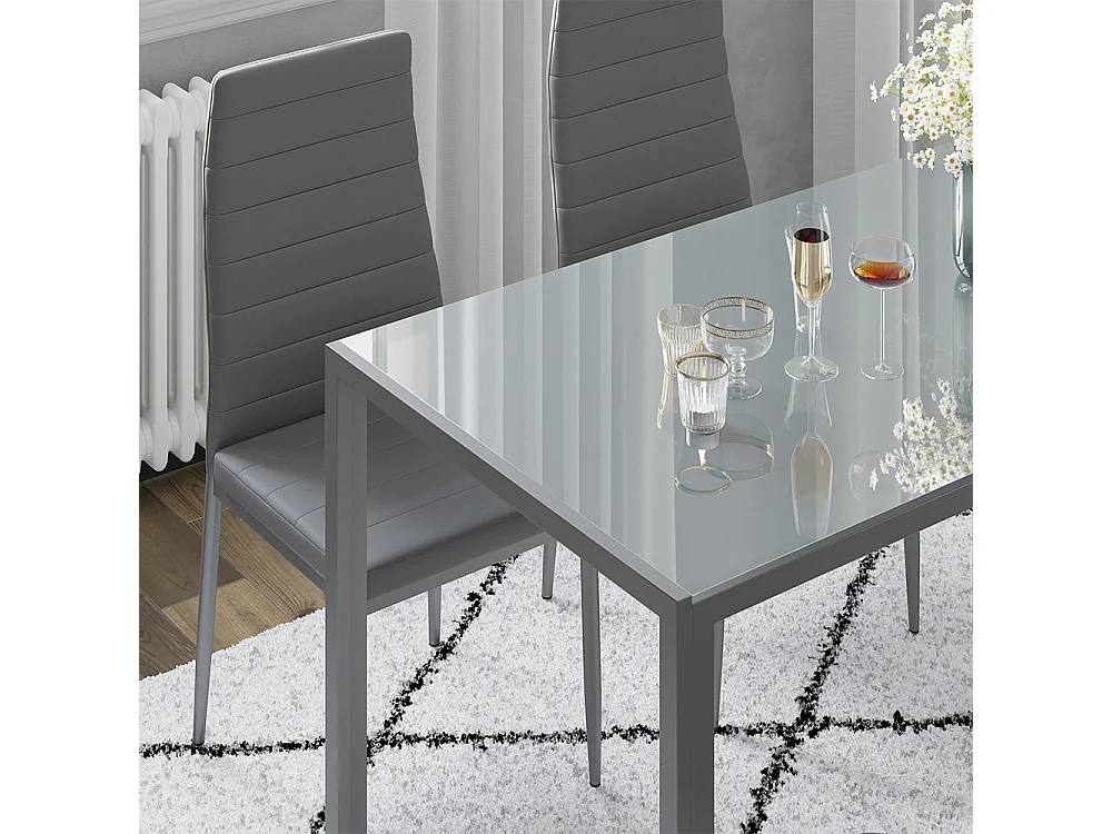 Ensemble de table à manger gris 120x75x70 grand