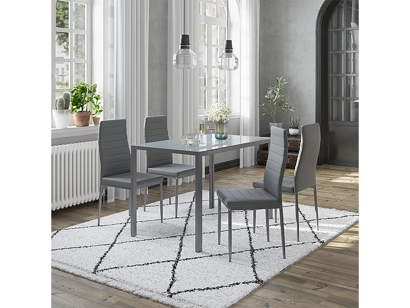 Ensemble de table à manger gris 120x75x70 grand