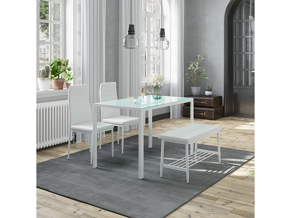 Ensemble de table à manger blanc 120x70x75 grand