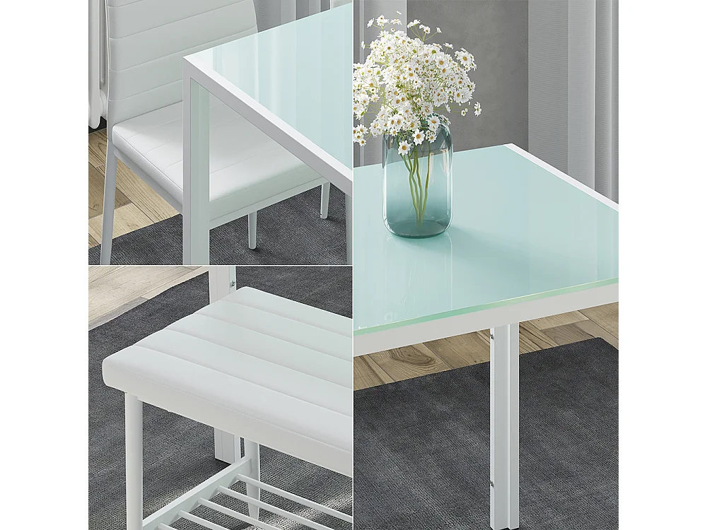 Ensemble de table à manger blanc 120x70x75 grand