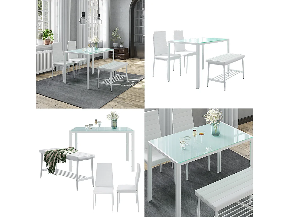 Ensemble de table à manger blanc 120x70x75 grand